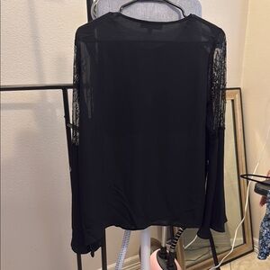 Black Sheer Long Sleeve Blouse